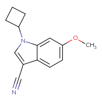 Chemical structure of 1-cyclobutyl-6-methoxy-1H-indole-3-carbonitrile - CSSB00025705530