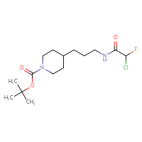 Chemical structure of tert-butyl 4-[3-(2-chloro-2-fluoroacetamido)propyl]piperidine-1-carboxylate - CSSB21332116312