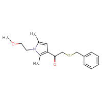 Chemical structure of 2-(benzylsulfanyl)-1-[1-(2-methoxyethyl)-2,5-dimethyl-1H-pyrrol-3-yl]ethan-1-one - CSSB02105190513