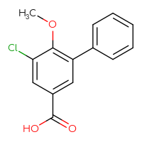 Chemical structure of 5-chloro-6-methoxy-[1,1'-biphenyl]-3-carboxylic acid - CSSB21103240226