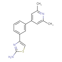 Chemical structure of 4-[3-(2,6-dimethylpyridin-4-yl)phenyl]-1,3-thiazol-2-amine - CSSB06582771360