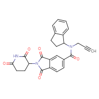 Chemical structure of N-(2,3-dihydro-1H-inden-1-yl)-2-(2,6-dioxopiperidin-3-yl)-1,3-dioxo-N-(prop-2-yn-1-yl)-2,3-dihydro-1H-isoindole-5-carboxamide - CSSB21531607052