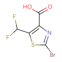 Chemical structure of 2-bromo-5-(difluoromethyl)-1,3-thiazole-4-carboxylic acid - CSSB09893859462