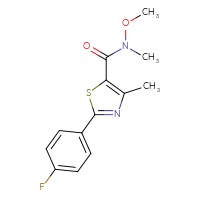 Chemical structure of 2-(4-fluorophenyl)-N-methoxy-N,4-dimethyl-1,3-thiazole-5-carboxamide - CSSB00027749058