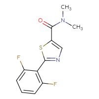 Chemical structure of 2-(2,6-difluorophenyl)-N,N-dimethyl-1,3-thiazole-5-carboxamide - CSSB02005481751