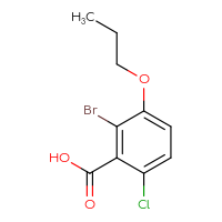 Chemical structure of 2-bromo-6-chloro-3-propoxybenzoic acid - CSSB02134148001