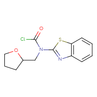 Chemical structure of N-(1,3-benzothiazol-2-yl)-N-[(oxolan-2-yl)methyl]carbamoyl chloride - CSSB21224773427