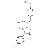 Chemical structure of N-[1-(4-chlorophenyl)-2,5-dioxopyrrolidin-3-yl]-N-[(4-methoxyphenyl)methyl]acetamide - CSSB00121719316