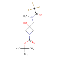 Chemical structure of tert-butyl 3-hydroxy-3-[(2,2,2-trifluoro-N-methylacetamido)methyl]azetidine-1-carboxylate - CSSB02517149282