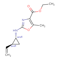 Chemical structure of rac-ethyl 2-{[(1R,2S)-2-ethenylcyclopropyl]amino}-5-methyl-1,3-oxazole-4-carboxylate - CSSB21495875938