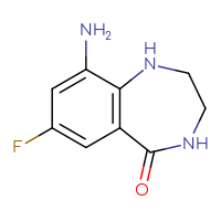 Chemical structure of 9-amino-7-fluoro-2,3,4,5-tetrahydro-1H-1,4-benzodiazepin-5-one - CSSB20572401488