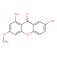 Chemical structure of 1,7-dihydroxy-3-methoxy-9H-xanthen-9-one - CSSB00020586915