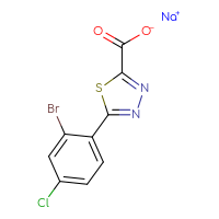 Chemical structure of sodium 5-(2-bromo-4-chlorophenyl)-1,3,4-thiadiazole-2-carboxylate - CSSB06359898292