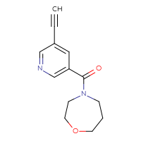 Chemical structure of 4-(5-ethynylpyridine-3-carbonyl)-1,4-oxazepane - CSSB01995198945