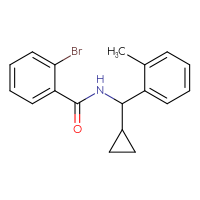 Chemical structure of 2-bromo-N-[cyclopropyl(2-methylphenyl)methyl]benzamide - CSSB02073963704