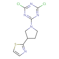 Chemical structure of 2,4-dichloro-6-[3-(1,3-thiazol-2-yl)pyrrolidin-1-yl]-1,3,5-triazine - CSSB00054004082