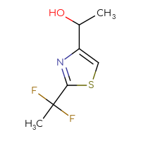 Chemical structure of 1-[2-(1,1-difluoroethyl)-1,3-thiazol-4-yl]ethan-1-ol - CSSB02517391677