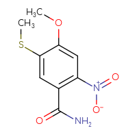 Chemical structure of 4-methoxy-5-(methylsulfanyl)-2-nitrobenzamide - CSSB00000062501
