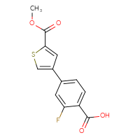Chemical structure of 2-fluoro-4-[5-(methoxycarbonyl)thiophen-3-yl]benzoic acid - CSSB00150708187