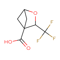 Chemical structure of 3-(trifluoromethyl)-2-oxabicyclo[2.1.1]hexane-4-carboxylic acid - CSSB02127682251