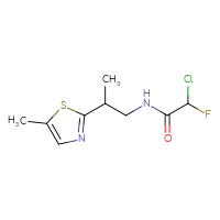 Chemical structure of 2-chloro-2-fluoro-N-[2-(5-methyl-1,3-thiazol-2-yl)propyl]acetamide - CSSB21332169708