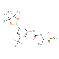 Chemical structure of 3-(1-methanesulfonylethyl)-1-[3-(4,4,5,5-tetramethyl-1,3,2-dioxaborolan-2-yl)-5-(trifluoromethyl)phenyl]urea - CSSB21332057520