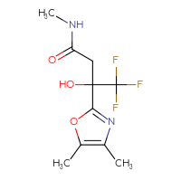 Chemical structure of 3-(4,5-dimethyl-1,3-oxazol-2-yl)-4,4,4-trifluoro-3-hydroxy-N-methylbutanamide - CSSB02283621107