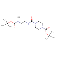 Chemical structure of tert-butyl 4-[(2-{[(tert-butoxy)carbonyl](methyl)amino}ethyl)carbamoyl]piperazine-1-carboxylate - CSSB00516180429