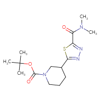 Chemical structure of tert-butyl 3-[5-(dimethylcarbamoyl)-1,3,4-thiadiazol-2-yl]piperidine-1-carboxylate - CSSB15625328895