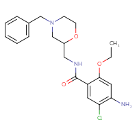 Chemical structure of 4-amino-N-[(4-benzylmorpholin-2-yl)methyl]-5-chloro-2-ethoxybenzamide - CSSB00102613183