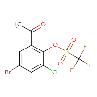 Chemical structure of 2-acetyl-4-bromo-6-chlorophenyl trifluoromethanesulfonate - CSSB21009693276