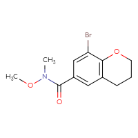Chemical structure of 8-bromo-N-methoxy-N-methyl-3,4-dihydro-2H-1-benzopyran-6-carboxamide - CSSB15033579536