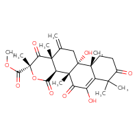 Chemical structure of methyl (2S,4aS,4bR,10aR,10bR,12aS)-6,10b-dihydroxy-2,4b,7,7,10a,12a-hexamethyl-12-methylidene-1,4,5,8-tetraoxo-1H,2H,4H,4aH,4bH,5H,7H,8H,9H,10H,10aH,10bH,11H,12H,12aH-phenanthro[1,2-c]pyran-2-carboxylate - CSSB14929136817