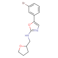 Chemical structure of 5-(3-bromophenyl)-N-[(oxolan-2-yl)methyl]-1,3-oxazol-2-amine - CSSB15071605572