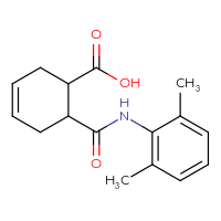 Chemical structure of 6-[(2,6-dimethylphenyl)carbamoyl]cyclohex-3-ene-1-carboxylic acid - CSSB00026731451