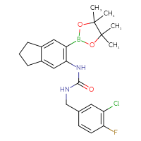 Chemical structure of 1-[(3-chloro-4-fluorophenyl)methyl]-3-[6-(4,4,5,5-tetramethyl-1,3,2-dioxaborolan-2-yl)-2,3-dihydro-1H-inden-5-yl]urea - CSSB21332129926