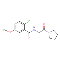 Chemical structure of 2-chloro-5-methoxy-N-[2-oxo-2-(pyrrolidin-1-yl)ethyl]benzamide - CSSB06408758539