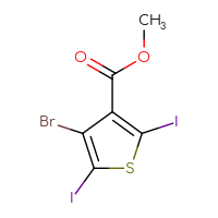 Chemical structure of methyl 4-bromo-2,5-diiodothiophene-3-carboxylate - CSSB00010002800