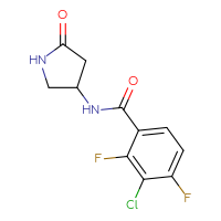 Chemical structure of 3-chloro-2,4-difluoro-N-(5-oxopyrrolidin-3-yl)benzamide - CSSB02006462298