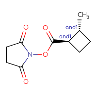 Chemical structure of rac-2,5-dioxopyrrolidin-1-yl (1R,2R)-2-methylcyclobutane-1-carboxylate - CSSB06367699937