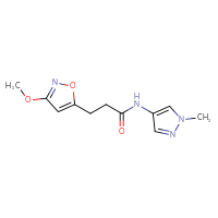 Chemical structure of 3-(3-methoxy-1,2-oxazol-5-yl)-N-(1-methyl-1H-pyrazol-4-yl)propanamide - CSSB00048493519