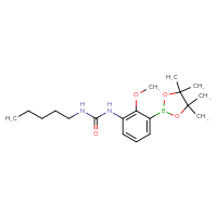 Chemical structure of 1-[2-methoxy-3-(4,4,5,5-tetramethyl-1,3,2-dioxaborolan-2-yl)phenyl]-3-pentylurea - CSSB20636682481