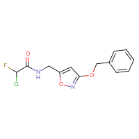 Chemical structure of N-{[3-(benzyloxy)-1,2-oxazol-5-yl]methyl}-2-chloro-2-fluoroacetamide - CSSB21332170188