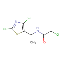 Chemical structure of 2-chloro-N-[1-(2,4-dichloro-1,3-thiazol-5-yl)ethyl]acetamide - CSSB09893876940