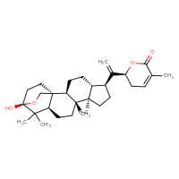 Chemical structure of (6S)-6-{1-[(1S,2S,5R,6S,9R,10R,13R,15S)-15-hydroxy-9,10,14,14-tetramethyl-16-oxapentacyclo[13.2.2.0¹,¹³.0²,¹⁰.0⁵,⁹]nonadecan-6-yl]ethenyl}-3-methyl-5,6-dihydro-2H-pyran-2-one - CSSB00159261656