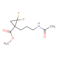 Chemical structure of methyl 1-(3-acetamidopropyl)-2,2-difluorocyclopropane-1-carboxylate - CSSB01192466220