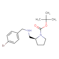 Chemical structure of tert-butyl (2S)-2-({[(4-bromophenyl)methyl]amino}methyl)pyrrolidine-1-carboxylate - CSSB00009815731