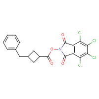 Chemical structure of 4,5,6,7-tetrachloro-1,3-dioxo-2,3-dihydro-1H-isoindol-2-yl 3-benzylcyclobutane-1-carboxylate - CSSB20270129032