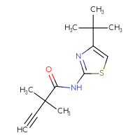 Chemical structure of N-(4-tert-butyl-1,3-thiazol-2-yl)-2,2-dimethylbut-3-ynamide - CSSB00127246490