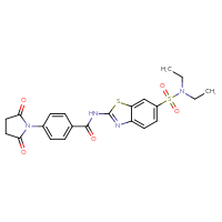 Chemical structure of N-[6-(diethylsulfamoyl)-1,3-benzothiazol-2-yl]-4-(2,5-dioxopyrrolidin-1-yl)benzamide - CSSB00121605329